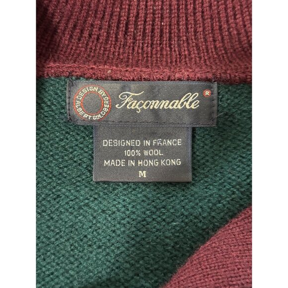 Faconnable Men's Size M Sweater Wool Vintage Designed in France Green Blue Red - Picture 3 of 6
